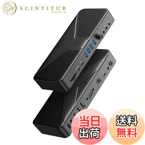 �y���������zYottamaster USB C �h�b�L���O�X�e�[�V���� 20 in 1 Type C Dock 4��ʏo�� 4K HDMI/DP/VGA�o�� 10Gbps USB3.2 GEN2 PD60W&18W�[�d�|�[�g/RJ45/3.5mm �I�[�f�B�I+�}�C�N+ 2-in-1/USB-A/USB-C/SD&TF�J�[�h�X���b�g��