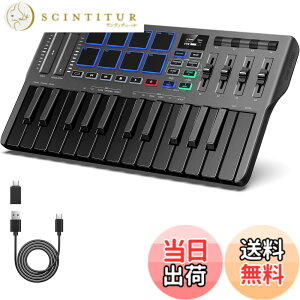 �y���������zDonner USB MIDI �L�[�{�[�h �R���g���[���[ 25�� �x���V�e�B�Ή� �^�b�`���X���C�_�[ OLED�X�N���[�� �o�b�N���C�g�t�p�b�h ���y���� Mac�EPC�Ή� ���{������� �u���b�N DMK-25 PRO