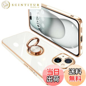 �y���������zONETIAOLONG iPhone15 Plus �p �P�[�X �����O�t�� �A�C�t�H��15Plus �����O �J�o�[ �ϏՌ� TPU 360°��] �X�^���h�@�\ ���b�L���H �ԍڃz���_�[ �X�g���b�v�z�[���t�� 6.7�C���`�i�z���C�g