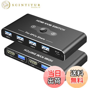 �y���������zKVM�X�C�b�` HDMI 2����1�o�� Movcle USB3.0 �ؑ֊� 5Gbps�����]�� �p�\�R��2�� �L�[�{�[�h/�}�E�X/�f�B�X�v���C1�䋤�L�ł���؂�ւ��� 4K@60Hz 4 USB-A�|�[�g �L�[�{�[�h/�}�E�X/�v�����^