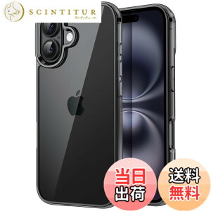 �y���������zJETech iPhone 16 Plus 6.7�C���`��p �P�[�X ���΂݂Ȃ� �Ռ��z�� �o���p�[�J�o�[ �����h�~ �N���A�o�b�N (�u���b�N)