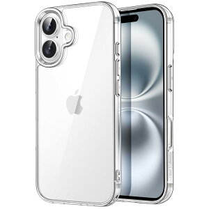 �y���������zJETech iPhone 16 Plus 6.7�C���`��p �P�[�X ���΂݂Ȃ� �Ռ��z�� �o���p�[�J�o�[ �����h�~ �N���A�o�b�N (�N���A)