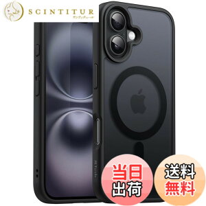 �y���������zJETech iPhone 16 Plus 6.7�C���`�p �}�O�l�b�g �P�[�X MagSafe�ɑΉ� �������̃}�b�g�w�� ���^ �ϏՌ� �J�o�[ (�u���b�N)