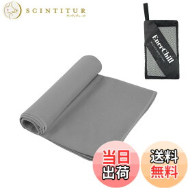 【送料無料】EnerChill 速乾タオル ビーチ スポーツタオル マイクロファイバー スイミング プールタオル コンパクト 軽量 汗拭き アウトドア ジム 登山 旅行 運動 髪 バスタオル (ライトグレー, Sサイズ(40x80cm))