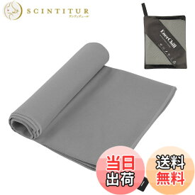 【送料無料】EnerChill 速乾タオル ビーチ スポーツタオル マイクロファイバー スイミング プールタオル コンパクト 軽量 汗拭き アウトドア ジム 登山 旅行 運動 髪 バスタオル (ライトグレー, Lサイズ(76x152cm))