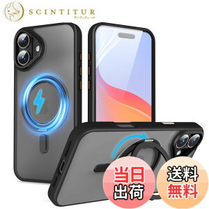 �y���������zQUEASON�yiPhone 16Plus �p MagSafe�Ή� �P�[�X�z360°��]�X�^���h ���C�����X�[�d�Ή� ��phone16plus �p �P�[�X �����O�t�� �ČRMIL�K�i iphone16�v���X �p �X�}�z�P�[�X �������� �����h�~ phon