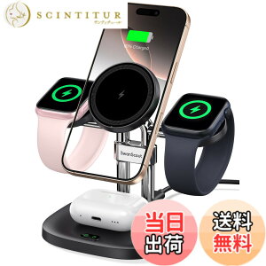 �y���������z4in1 ���C�����X�[�d�� �A�b�v���E�H�b�` �[�d�� 2�䓯�� Apple Watch�p �}�O�Z�[�t�[�d�� �[�d�X�^���h �}�O�l�b�g�� �u�������[�d iPhone 17/16/15/14/13/12�V���[�Y�ɑΉ��AApple Watch�AAir