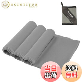 【送料無料】EnerChill 速乾タオル3枚セット ビーチ スポーツタオル マイクロファイバー スイミング プール コンパクト 軽量 汗拭き アウトドア ジム 登山 旅行 運動タオル 髪 バス (ライトグレー3枚)