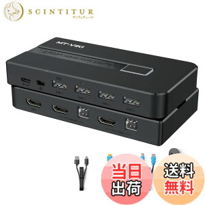 �y���������zES-Tune KVM�ؑ֊� 2����1�o�� HDMI 4K�Ή� USB2.0���� usb �ؑ֊� �蓮���ؑփX�C�b�` �P�[�u���E�R���g���[���[�t�� ���d�s�v Windows/Mac�Ή� ���{��������t��