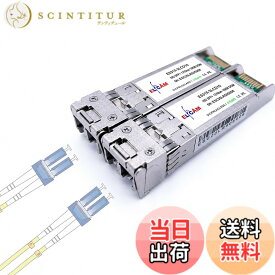 【送料無料】Elfcam - 2個セット、10Gb SFP+ 光ファイバートランシーバモジュール、LC/UPC デュプレックスシングルモードコネクタ (OS2)、10GBase-LR SFP+ モジュール 1310nm、Cisco および Freebox Delta 対応