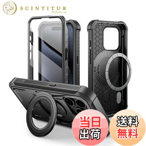 �y���������zDexnor iPhone 15 Pro�p MagSafe�Ή��P�[�X [��ʕی�t�B�����������X�^���h�@�\] �R�p�K�i �ϏՌ� �����ی�J�o�[(�u���b�N)