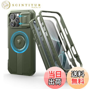 �y���������zDexnor iPhone 16 Pro Max�p �}�O�l�b�g�P�[�X - �X���C�h���J�����J�o�[/�����\�L�b�N�X�^���h���� ������ʕی�t�B�����t�� �ϏՌ� ���݌v(�O���[��)