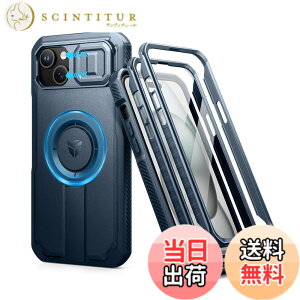�y���������zDexnor iPhone 15 Plus��14 Plus�p �}�O�l�b�g�P�[�X - �X���C�h���J�����J�o�[�������\�L�b�N�X�^���h��������ʕی�t�B�����t�� �ϏՌ� �w�r�[�f���[�e�B �P�[�X(�u���[)