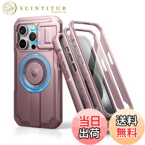 �y���������zDexnor iPhone 15 Pro�p �}�O�l�b�g�P�[�X - �X���C�h���J�����J�o�[�������\�L�b�N�X�^���h��������ʕی�t�B�����t�� �ϏՌ� �w�r�[�f���[�e�B �P�[�X(�s���N)