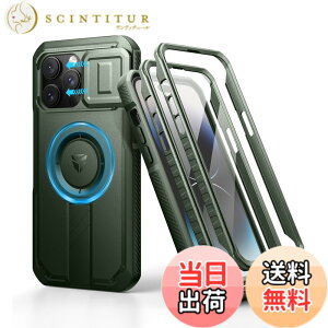 �y���������zDexnor iPhone 14 Pro Max�p �}�O�l�b�g�P�[�X - �X���C�h���J�����J�o�[�������\�L�b�N�X�^���h��������ʕی�t�B�����t�� �ϏՌ� �w�r�[�f���[�e�B �P�[�X(�O���[��)