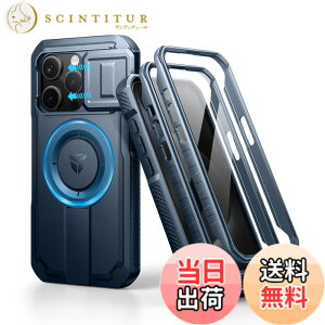 �y���������zDexnor iPhone 15 Pro�p �}�O�l�b�g�P�[�X - �X���C�h���J�����J�o�[�������\�L�b�N�X�^���h��������ʕی�t�B�����t�� �ϏՌ� �w�r�[�f���[�e�B �P�[�X(�u���[)