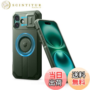 �y���������zDexnor iPhone 16 Plus�p �P�[�X - �X���C�h���J�����J�o�[�������\�L�b�N�X�^���h�t�� �}�O�l�b�g���ϏՌ� �w�r�[�f���[�e�B �v���e�N�e�B�u�J�o�[(�O���[��)