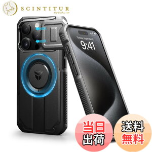 �y���������zDexnor iPhone 15 Pro �p �P�[�X - �X���C�h���J�����J�o�[�������\�L�b�N�X�^���h�t�� �}�O�l�b�g���ϏՌ� �w�r�[�f���[�e�B �v���e�N�e�B�u�J�o�[ - �u���b�N