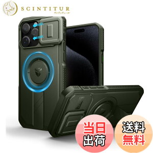 �y���������zDexnor iPhone 15 Pro Max �p �P�[�X - �X���C�h���J�����J�o�[�������\�L�b�N�X�^���h�t�� �}�O�l�b�g���ϏՌ� �w�r�[�f���[�e�B �v���e�N�e�B�u�J�o�[ - �O���[��