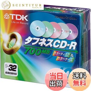 �y���������zTDK �f�[�^�pCD-R 32�{���Ή� 700MB 5�F�J���[�~�b�N�X�f�B�X�N 10���p�b�N CD-R80TX10CCN