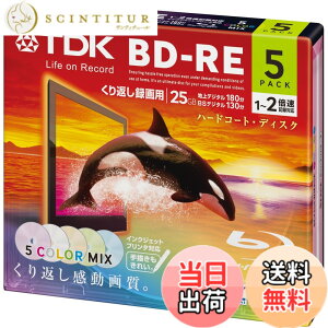 �y���������zTDK �^��p�u���[���C�f�B�X�N BD-RE 25GB 1-2�{�� 5�F�J���[�~�b�N�X ���C�h�v�����^�u�� 5�� 5mm�X�����P�[�X BEV25PWMA5A