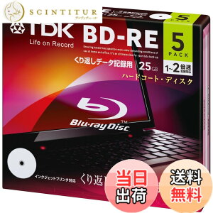 �y���������zTDK �f�[�^�p�u���[���C�f�B�X�N BD-RE 25GB 1-2�{�� �z���C�g���C�h�v�����^�u�� 5�� 5mm�X�����P�[�X BED25PWA5A