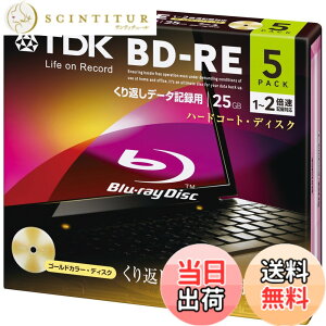 �y���������zTDK �f�[�^�p�u���[���C�f�B�X�N BD-RE 25GB 1-2�{�� �S�[���h�f�B�X�N 5���p�b�N 5mm�X�����P�[�X BED25A5A