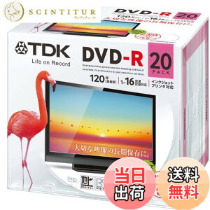 �y���������zTDK �^��pDVD-R �f�W�^�������^��Ή�(CPRM) 1-16�{�� �C���N�W�F�b�g�v�����^�Ή�(�z���C�g�E���C�h) 20���p�b�N 5mm�P�[�X DR120DPWC20U