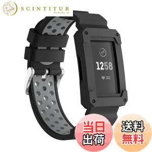 �y���������zGOSETH Fitbit Charge 4/Fitbit Charge 3�p�o���h �P�[�X�t�� ��U�h�~�ی�t���[���t���V���R���X�g���b�v Fitbit Charge 3/SE/Charge 4����уX�y�V�����G�f�B�V�����p (�u���b�N&�O���[) �F�F�u