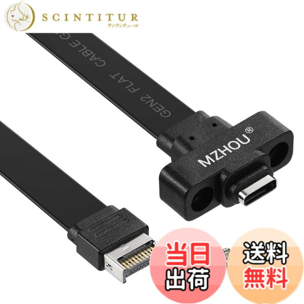 【送料無料】Mzhou USB 3.1 Gen2 Type-C to Type-E フロントパネル変換アダプター - 10Gbps高速転送 / マザーボード接続用 / 50cmケーブル & 取り付けネジ付属 - PCケース/デスクトップ対応 (USB-C 内部ヘッダー変換) 色：USB Type c-e、サイズ：USB3.1-0.5m
