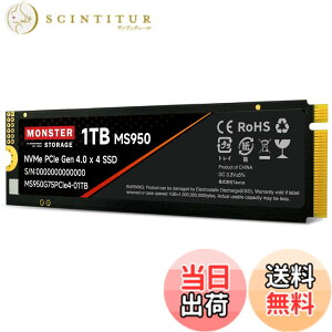 �y���������zMonster Storage NVMe SSD PCIe Gen 4x4 PS5�m�F�ς� M.2 Type 2280 ���� SSD 3D TLC �������K�i ���[�J�[5�N �F�F�u���b�N�A�T�C�Y�F1TB