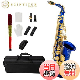 【送料無料】Btuty Eb アルトサックス ブラス E フラットサックス 802 キータイプ木管楽器 クリーニングロッド付き 布手袋 ストラップ パッド入りケース… 色：ブルー