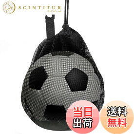 【送料無料】NKAKTSU サッカーボール ネット ボールバッグ カラビナ付き ボール収納 軽量 メッシュ 通気性 バスケットボール バレーボール 兼用 子供・大人用 部活 練習 試合 持ち運び便利 色：黒、サイズ：約25.5x30.5cm