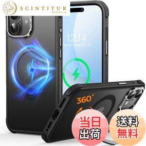 �y���������ziPhone 12/13/14/15/16 ���^ �P�[�X 360�x��]�X�^���h �F�F�u���b�N�A�T�C�Y�FiPhone 16