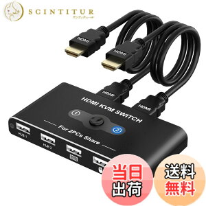 �y���������zKVM�X�C�b�` HDMI 2����1�o�� �p�\�R��2�䃂�j�^�[1��؂�ւ� 1��̃v�����^�[��2��̃p�\�R���Ŏg�p �L�[�{�[�h/�}�E�X/�v�����^�[/���̃f�o�C�X�Ή� USB�X�C�b�`