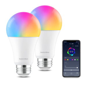 �y���������z�yCompatible with Alexa�F��zSwitchBot LED�d�� �X�}�[�g���C�g Alexa �X�}�[�g�z�[��-�X�}�[�g�d�� E26 �X�C�b�`�{�b�g�������F �L�z�� 800lm 60W�`���� �d���F�E�����F�Ή� RGBCW�}���`�J��