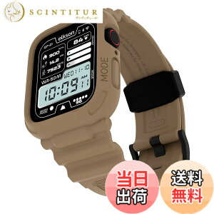 �y���������zElkson Quattro PRO for Apple Watch Series 9 8 7 45mm 41mm 6 SE 5 4 44mm 40mm�Ή� �n���n�[�P�[�X TPU �_�� �ϏՌ��� �S�ʕ� ��c �F�FDesert Tan�A�T�C�Y�F45mm / 44mm