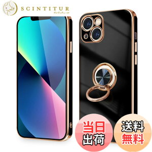 �y���������z�yMajiyana�z�N���A 360°��]�X�^���h �c�����Ή� for iPhone �����O�t�� �����O �P�[�X �F�F�u���b�N�A�T�C�Y�FiPhone 13 Mini