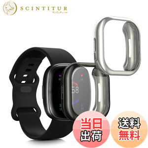 �y���������zkwmobile 2x �P�[�X Fitbit Versa 4 / Sense 2�Ή� �J�o�[ - �t���J�o�[ �V���R�� �ϏՌ� �S�̕ی� ���� �F�F���F / �V���o�[