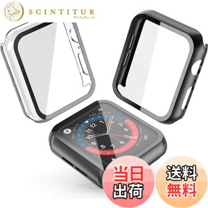 �y���������zSmilelane�y2�z�Ή� Apple Watch Series 4/5/6/SE/7/8/9/10 �p �P�[�X, PC�f�� ��̌^ �K���X�P�[�X Series 4/5/6/SE/7/8/9/10 �ی�J�o�[ �F�F�u���b�N + �N���A�A�T�C�Y�F45mm