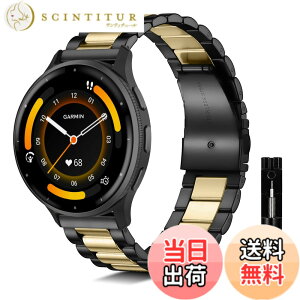 �y���������z[KeeFos] 22mm �o���h Garmin Venu 4 45mm/Venu 3 45mm/2/Forerunner 570 47mm/265/255/Vivoactive 4/Active�Ή� �����x���g���� �X�e�����X �����ȒP �����������t�� �����o���h �F�F�u���b�N/�S�[���h�A