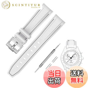 �y���������z[Jumpsunfun] 20mm ���v�o���h for Omega X Swatch Speedmaster MoonSwatch �I���K�ƃX�E�H�b�`�p�V���R���x���g Quick Release �����H��t�� �F�F�z���C�g�E�u���b�N�X�e�b�`