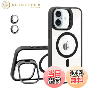�y���������zKanyaku �p�̃P�[�X MagSafe�Ή� �����Y�ی� �X�^���h �X�g���b�v�z�[���t�� �F�F�u���b�N�A�T�C�Y�FIphone16plus