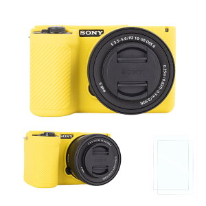 �y���������zRieibi �V���R���ی�P�[�X Sony Alpha ZV-E10 II �J�����P�[�X �X�N���[���v���e�N�^�[2�t�� �y�� ZV-E10II�P�[�X �O���b�v���o���� Sony ZV-E10 II�J�����P�[�X�p �F�FYellow