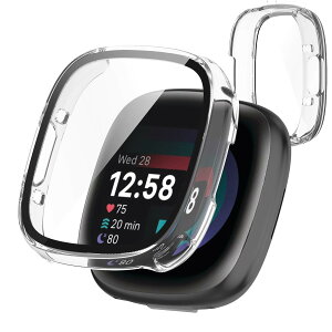 �y���������zJXRICH �Ή� Fitbit Sense 2/Versa 4 �P�[�X �y�� PC+�����K���X Fitbit Sense 2/Versa 4 �p �ی�J�o�[ �����x �����ȒP �ϏՌ� �S�ʕی� Fitbit Sense 2/Versa 4 �J�o�[ �Ή� �F�F�N���A