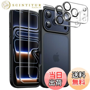 �y���������zJETech 5 in 1 iPhone 17/Air/17 Pro/17 Pro Max�p �}�b�g�P�[�X 2�������K���X�t�B����+2���J���������Y�t�B�����t�� �������w�� �ϏՌ��X�}�z�J�o�[ �F�F�u���b�N�A�T�C�Y�FiPhone 17 Pro
