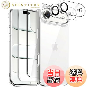 �y���������zJETech 5 in 1 iPhone Air�p �P�[�X 2�������K���X�t�B����+2���J���������Y�t�B�����t�� ���΂܂Ȃ� �ϏՌ��o���p�[�X�}�z�J�o�[ 6.5�C���`�f�B�X�v���C (�N���A) �F�F�N���A�A�T�C�Y