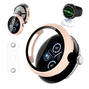 �y���������zGoogle Pixel Watch 4 41mm / 45mm �p �P�[�X + �[�d�⏕�� KONXISA �J�o�[+�t�B���� ��̌^�iPC�P�[�X+�K���X�t�B�����j �����[�d�\ �����ߗ� �C�菝�h�~ �Ռ��z�� �S�ʕی� ���E�ȒP �F�F