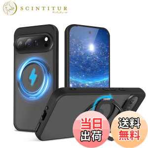 �y���������zMagSafe�Ή��P�[�X 360°���R��]�X�^���h �ϏՌ��� �����O�t�� ���G��ǂ� �S�ʕی� �h�o �F�F�u���b�N�A�T�C�Y�FGoogle Pixel 9/9Pro �p