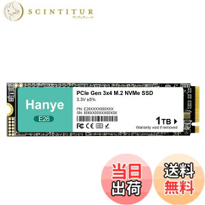 �y���������zHanye �����^ SSD PCIe Gen3x4 M.2 NVMe 2280 3D NAND E26 �������K�i ���[�J�[3�N �T�C�Y�F1TB